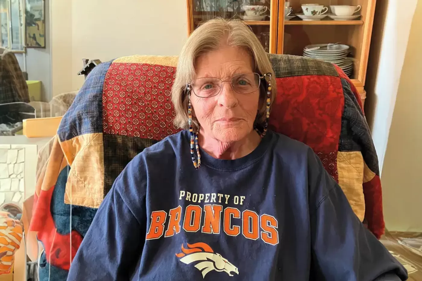 A women sitting at home